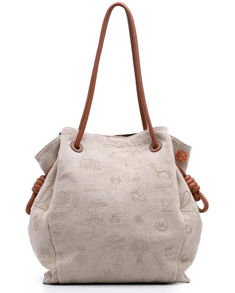 Loewe Shopper Medium Canvas Flamenco Knot Tote braun Braun