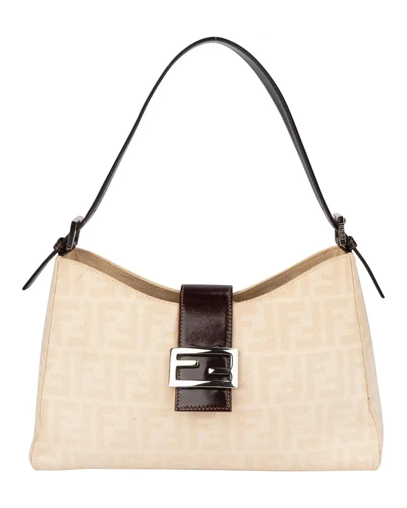 Fendi Crossbody Bags  FF Monogram Baguette Buckle Shoulder Bag beige Beige