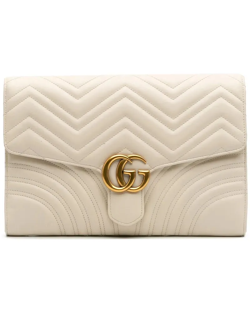 Gucci Clutches GG Marmont Matelasse Leather Flap Clutch weiß Weiß