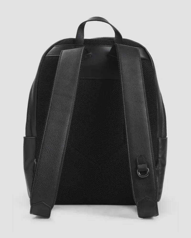 Canali Rucksäcke Black Leather Backpack schwarz Schwarz