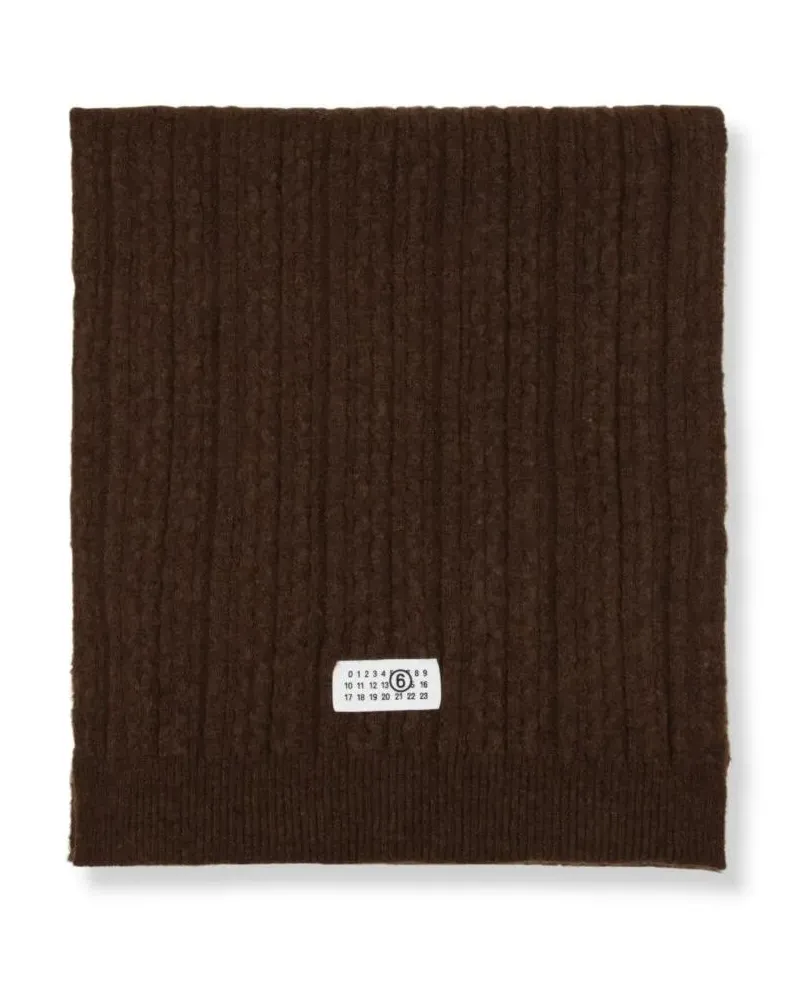 Maison Margiela Tücher & Schals Cable-Knit Scarf With Numeric Logo braun Braun