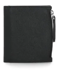 Maison Margiela Portemonnaies Pebbled Leather Wallet Schwarz