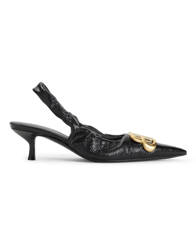 Balenciaga Hohe Schuhe Pointed Toe Black Pumps With Ruffled Slingback schwarz Schwarz