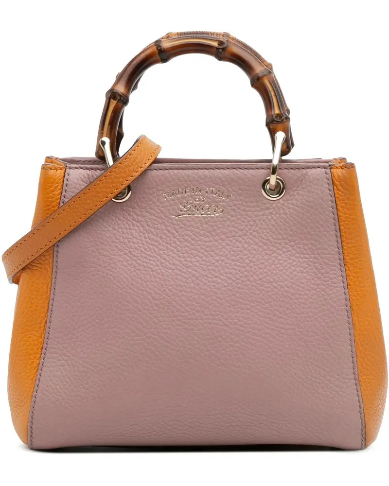Gucci Hobo Bags Mini Bicolor Calfskin Bamboo Shopper Satchel rosa Gold