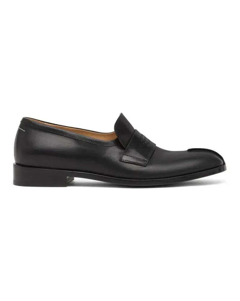 Maison Margiela Pointed Toe Black Calf Leather Flats schwarz Schwarz