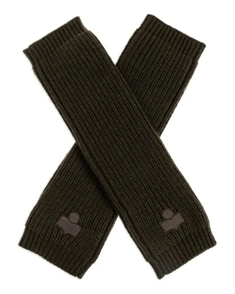 Isabel Marant Handschuhe Ribbed Logo-Patch Gloves braun Braun