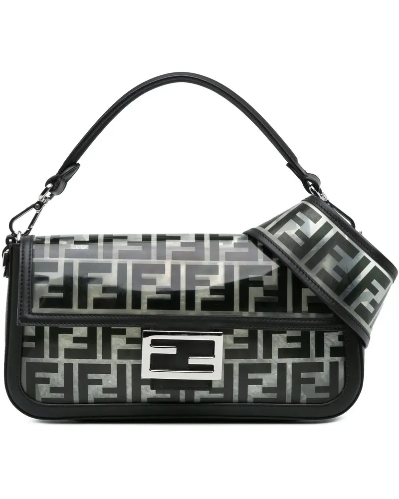 Fendi Hobo Bags 2010-2023 Medium Zucca PVC Baguette Satchel schwarz Schwarz