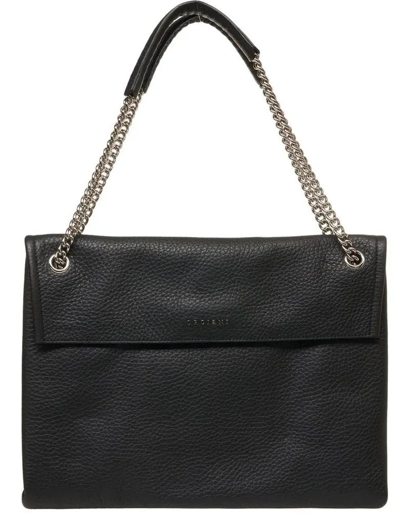 Orciani Hobo Bags Grained leather shoulder bag schwarz Schwarz