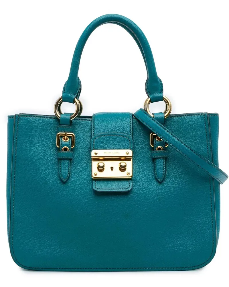 Miu Miu Hobo Bags Goatskin Madras Satchel blau Blau