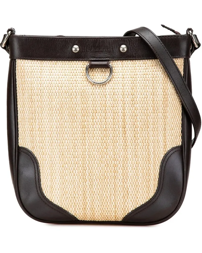 Burberry Hobo Bags 2000-2017 Leather Trimmed Raffia Crossbody braun Braun