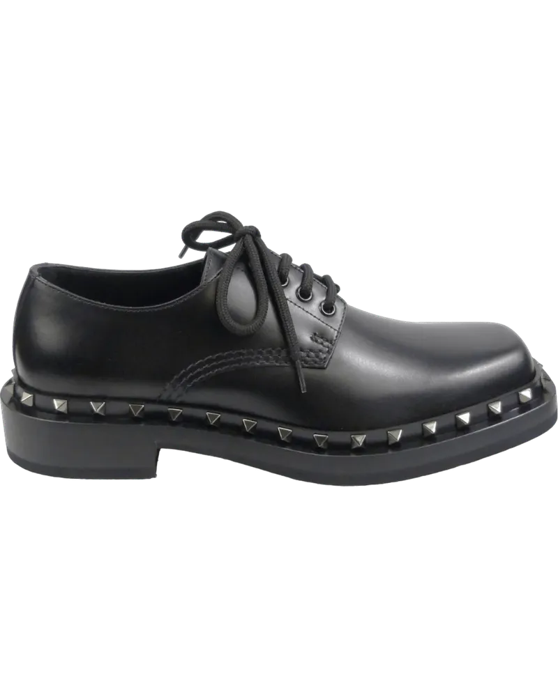 Valentino Garavani Sandaletten mit Absatz Stringata bassa nera con borchie schwarz Schwarz