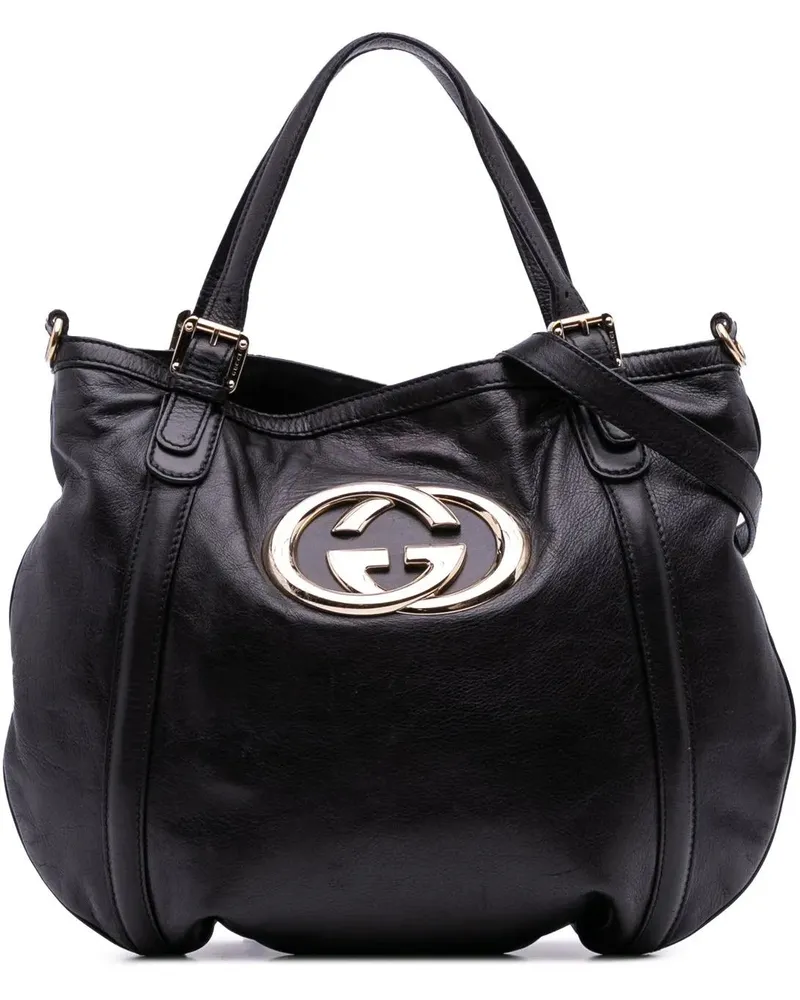 Gucci Hobo Bags Medium Leather Britt Satchel schwarz Schwarz