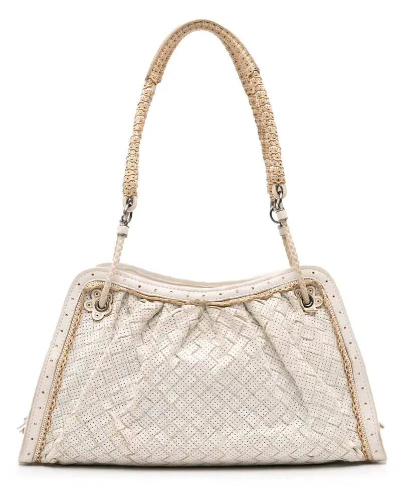 Bottega Veneta Hobo Bags Woven Perforated Leather Shoulder Bag weiß Weiß