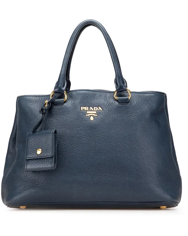 Prada Hobo Bags Vitello Daino Open Convertible Tote blau Blau