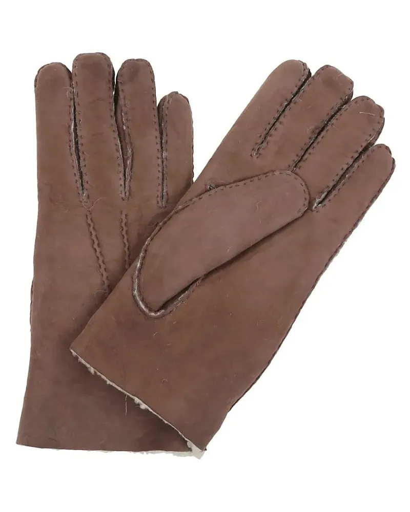 Eleventy Handschuhe Textured Brown Gloves With Plush Lining braun Braun