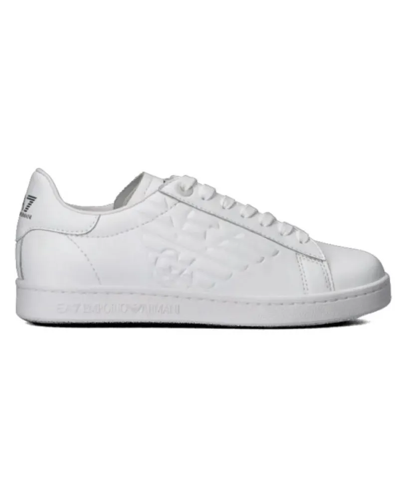 Emporio Armani Low-Top Sneaker White Leather Shoes weiß Weiß