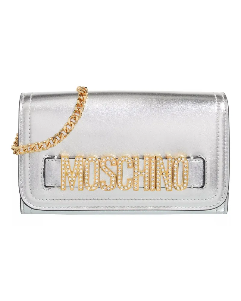 Moschino Portemonnaie Lettering Strass Wallet silberfarben 