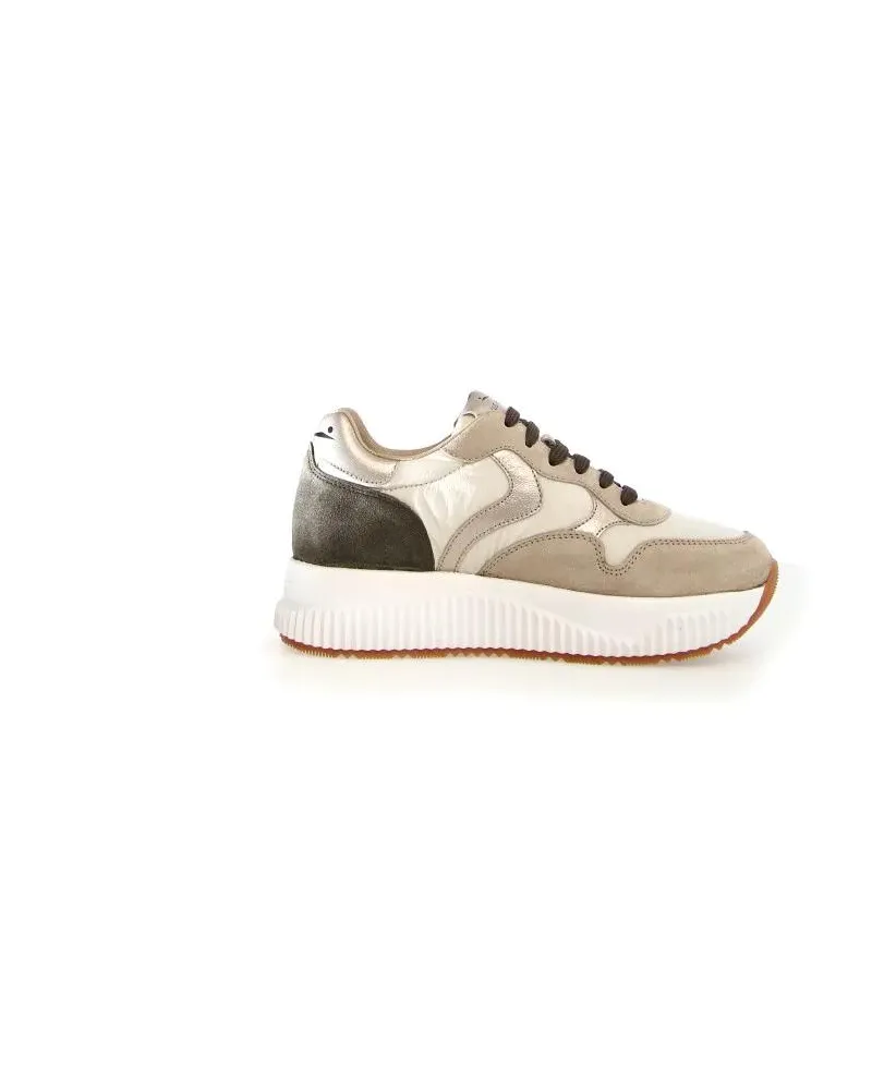 Voile Blanche Low-Top Sneaker Luxurious Leather And Suede Sneakers With Gold Acc beige Beige