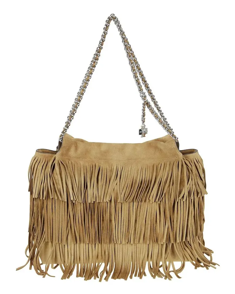 Tory Burch Hobo Bags Fringe-Detail Bovine Suede Shopper Bag braun Braun