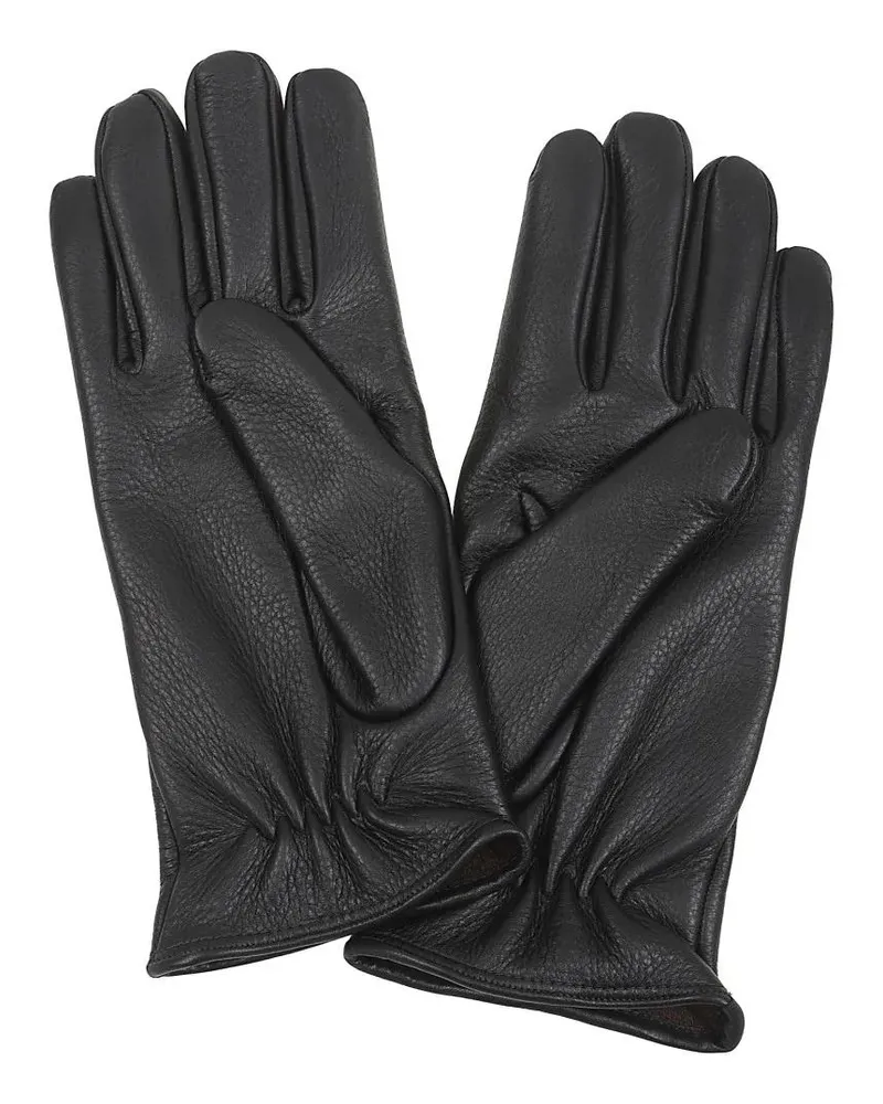 LARDINI Handschuhe Deerskin Leather Gloves With Tone-On-Tone Stitchin schwarz Schwarz