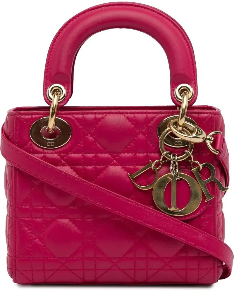 Dior Hobo Bags 2013 Mini Lambskin Cannage Lady Dior rosa Gold