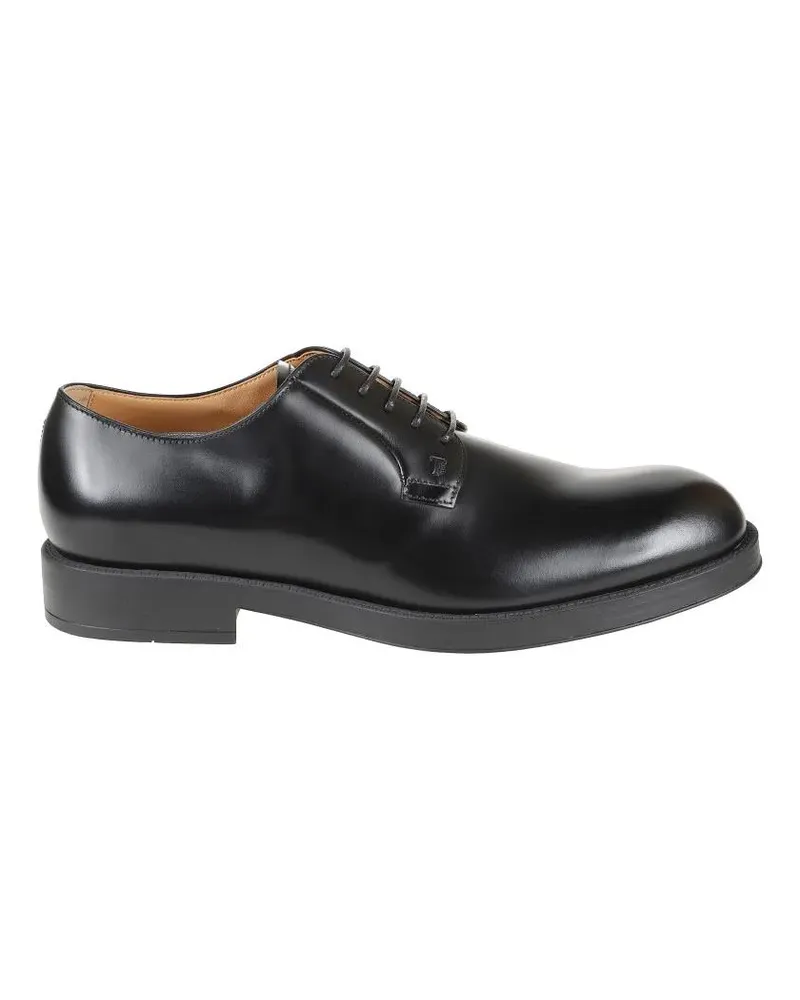 TOD'S Polished Leather Lace-Up Shoes With Rounded Toe schwarz Schwarz
