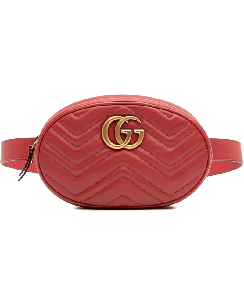 Gucci Bauchtaschen Small GG Marmont Matelasse Leather Belt Bag rot Rot