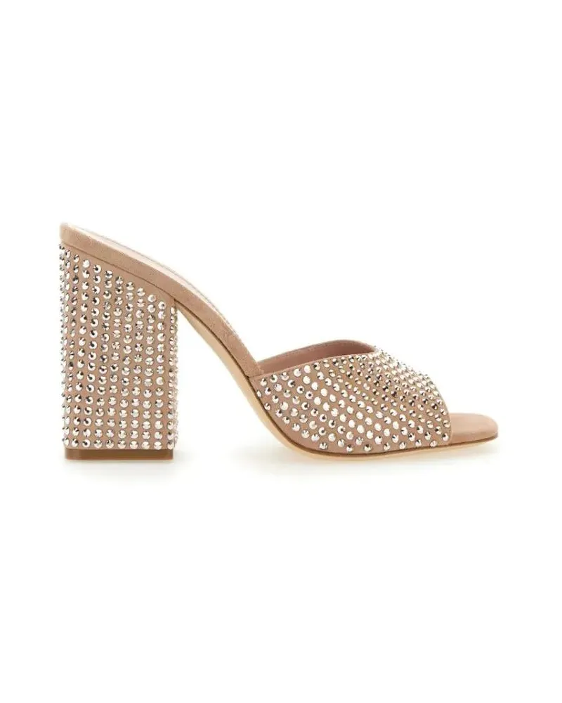 Paris Texas Slipper & Pantoletten Mule Holly Anja Suede And Crystal Block Heel Mules beige Beige