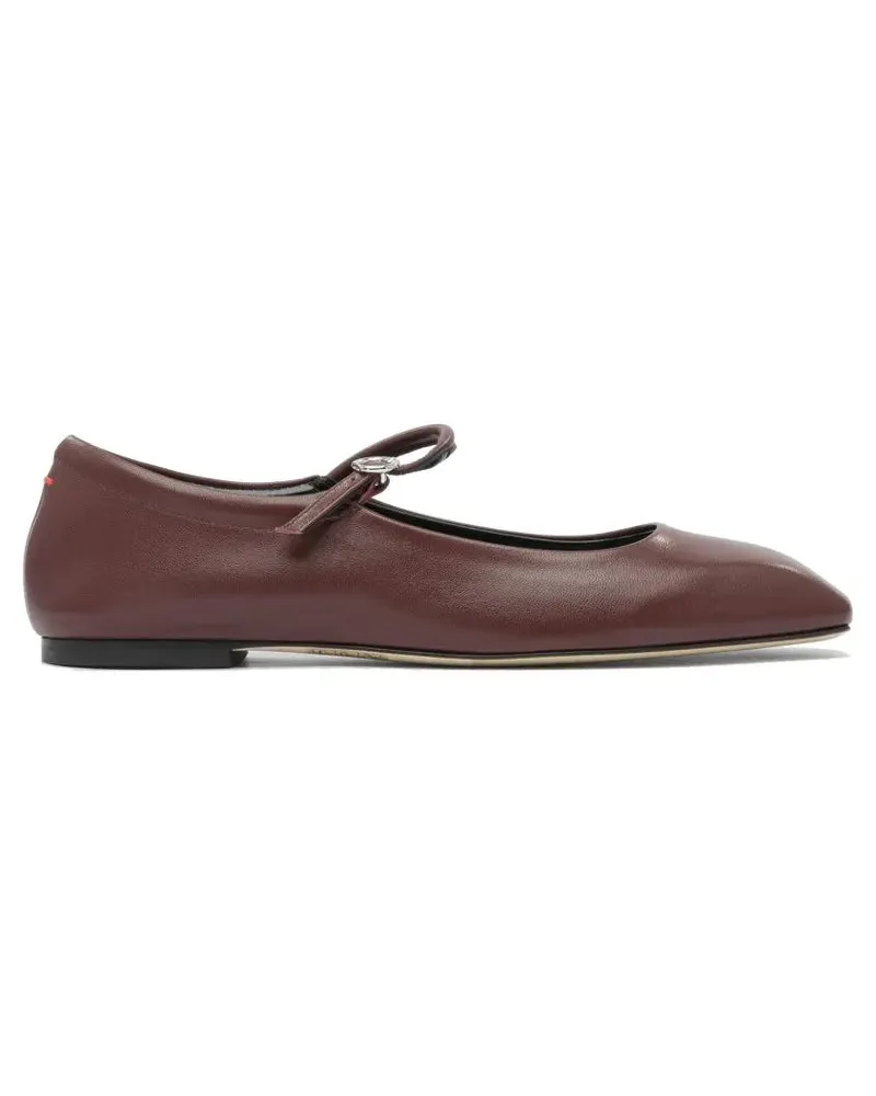 aeyde Pointed Toe Leather Ballerinas With Delicate Strap braun Braun