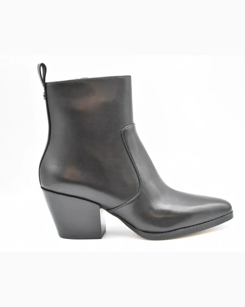 Michael Kors Stiefel Polished Black Leather Lace-Up Flat Shoes grau Grau