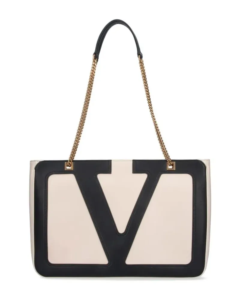 Valentino Garavani Hobo Bags Rectangular Handbag With Geometric V Design weiß Weiß