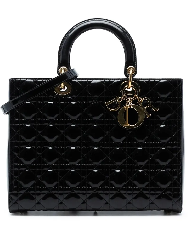 Dior Hobo Bags Large Patent Cannage Lady Dior schwarz Schwarz