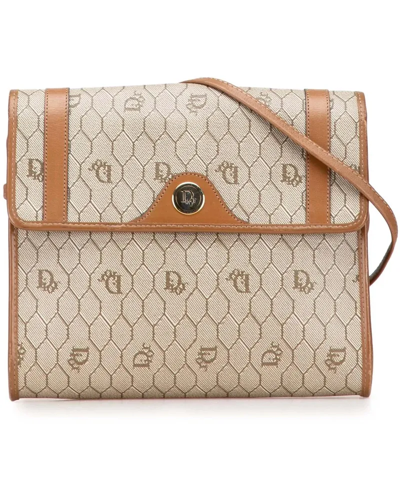 Dior Hobo Bags Honeycomb Coated Canvas Crossbody braun Braun