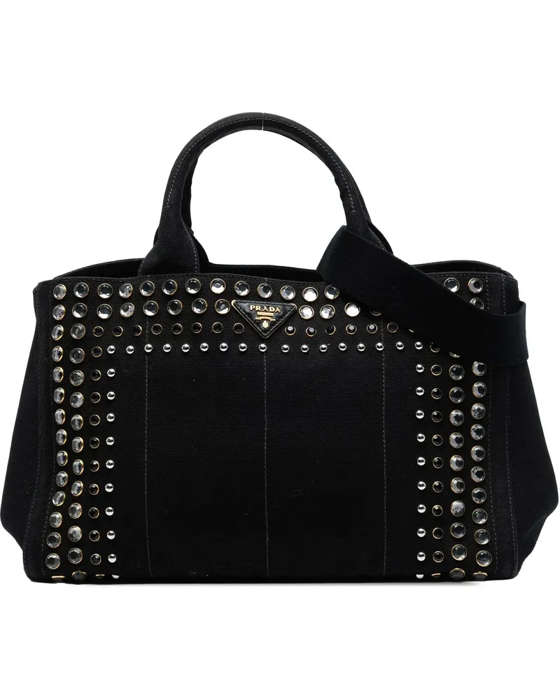 Prada Hobo Bags Canvas Canapa Bijoux Satchel schwarz Schwarz