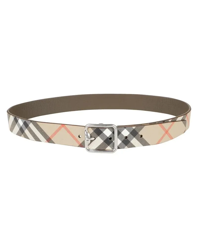 Burberry Gürtel Classic Beige Check Belt With Silver Buckle beige Beige