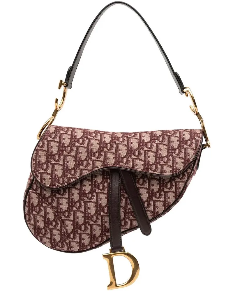 Dior Hobo Bags Oblique Canvas Saddle Bag rot Rot