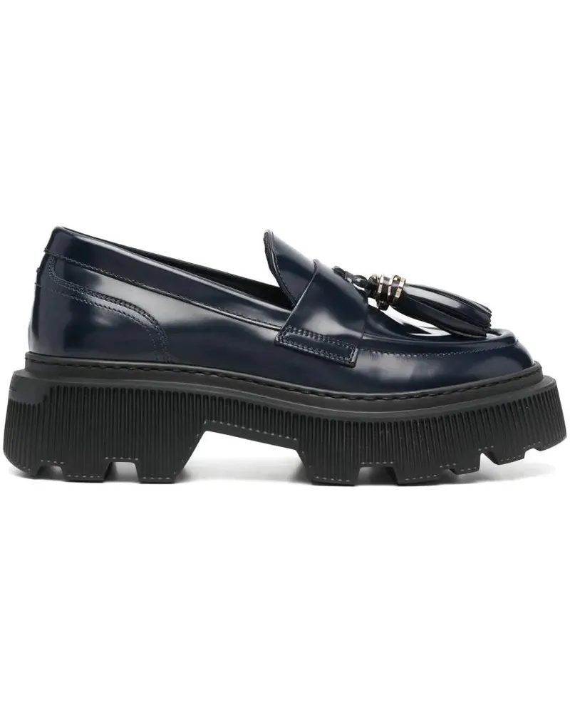 Santoni Tassel Detail Closed Blue Loafers schwarz Schwarz