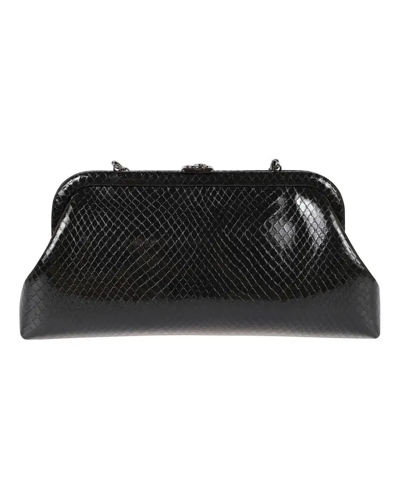 Jimmy Choo Clutches Structured Black Snakeskin-Effect Clutch Bag schwarz Schwarz