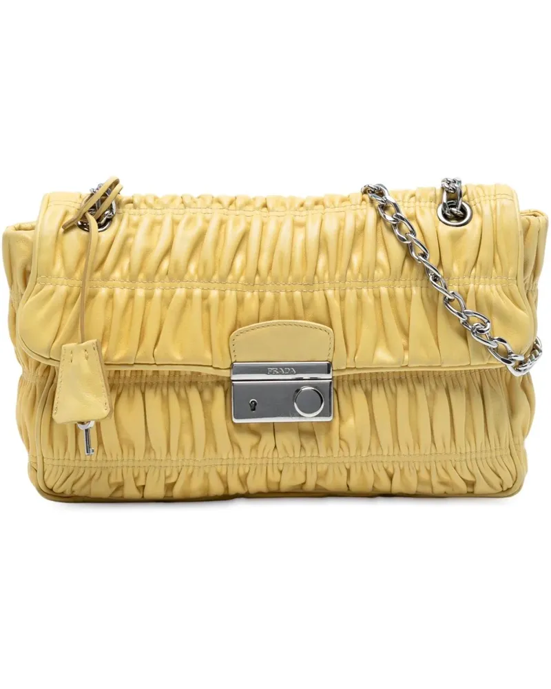 Prada Hobo Bags Medium Nappa Gaufre Sound Chain Flap gelb Gelb