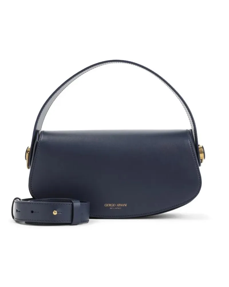 Giorgio Armani Crossbody Bags Blue Calf Leather Handbag Blau