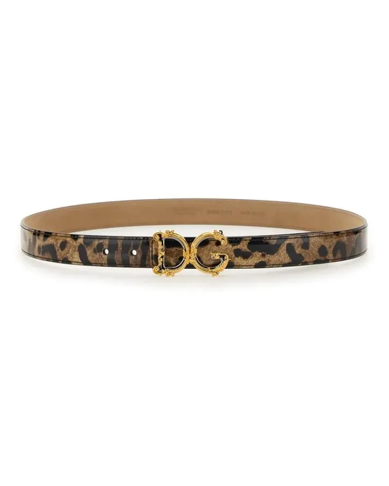 Dolce & Gabbana Gürtel Leopard Print Belt braun Braun