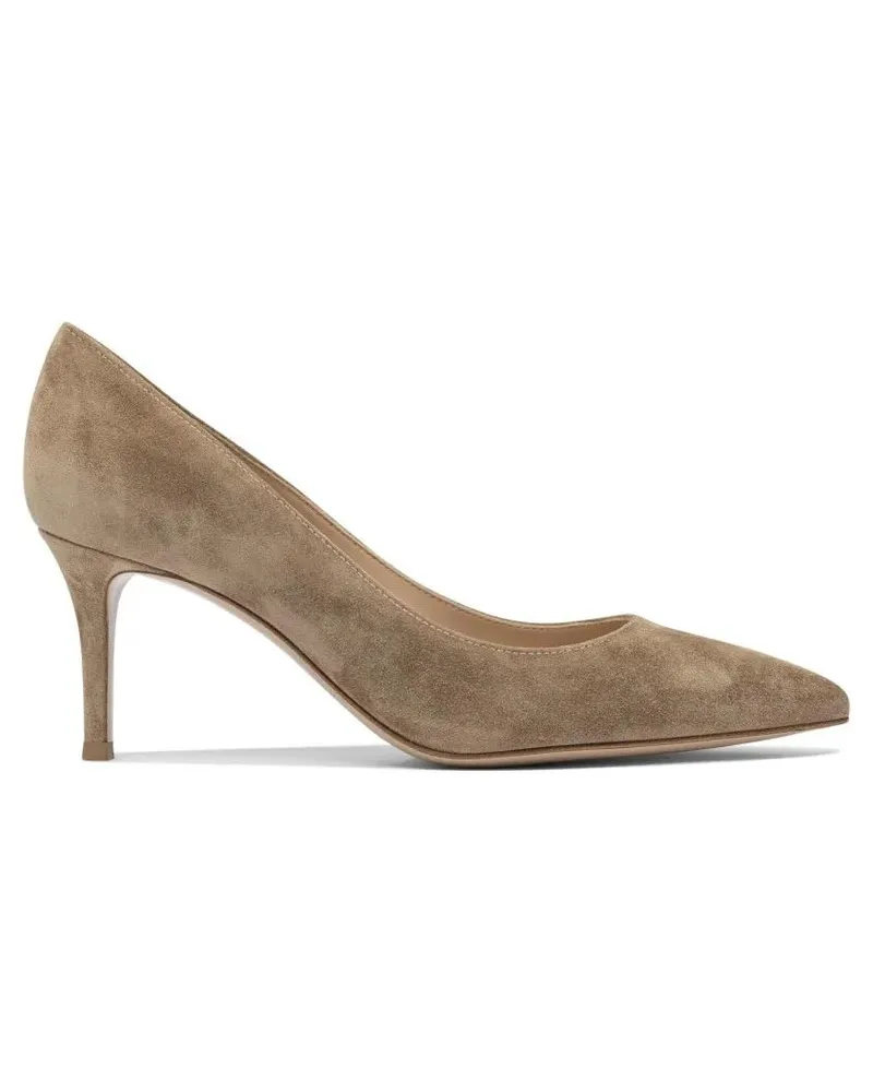 Gianvito Rossi Hohe Schuhe Mid-Height Beige Suede And Leather Heeled Shoes beige Beige
