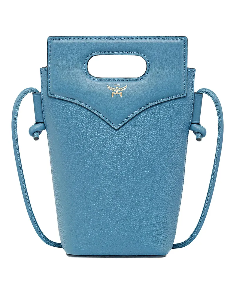 MCM Hobo Bags Diamond Pouch zum Umhängen aus genarbtem Leder blau Blau