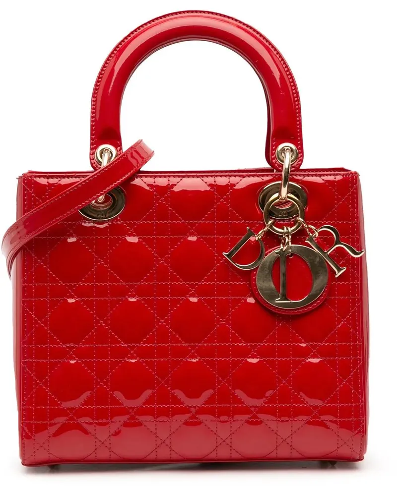 Dior Hobo Bags Medium Patent Cannage Lady Dior rot Rot