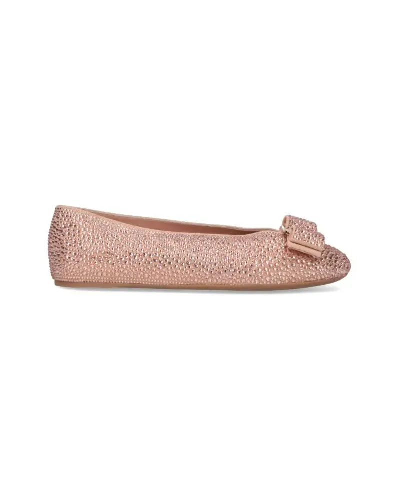 Ferragamo Pointed Toe Pink Flats With Sparkling Embellishmen pink Rosa