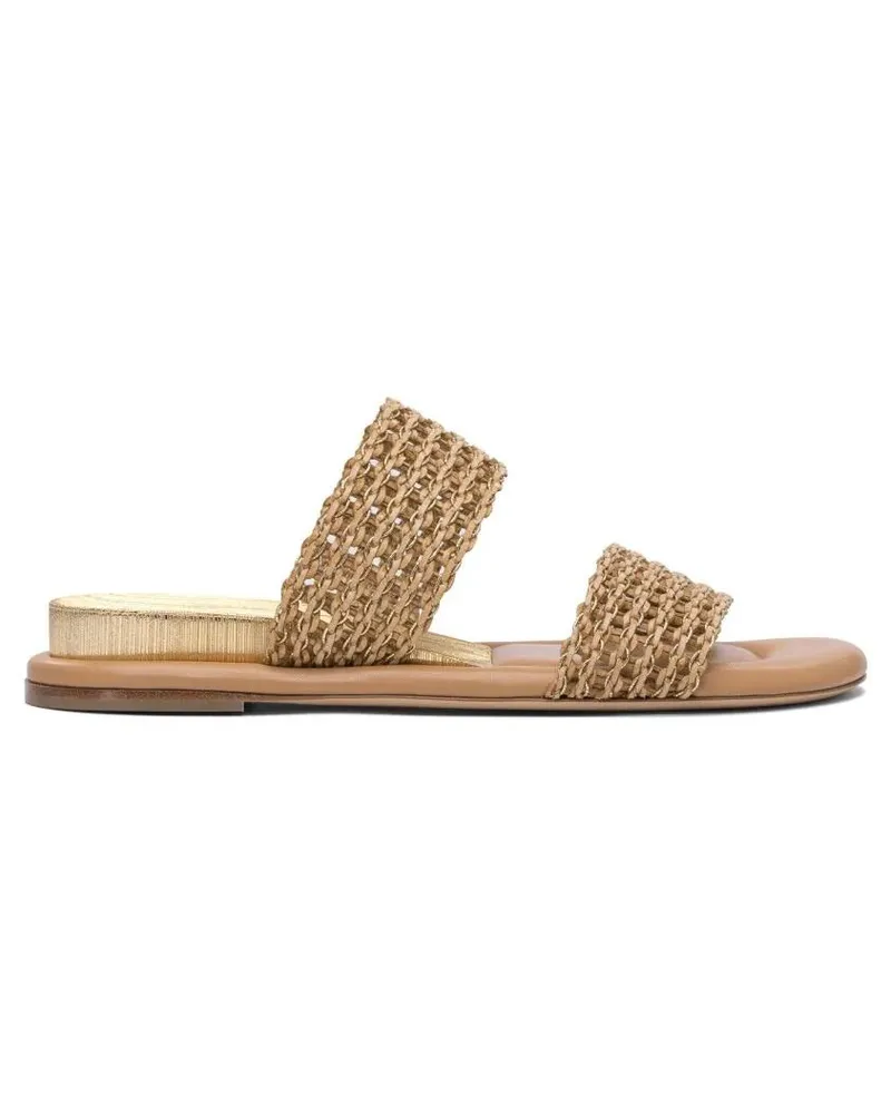 Casadei Sandalen Gold Woven Leather Sandals braun Braun