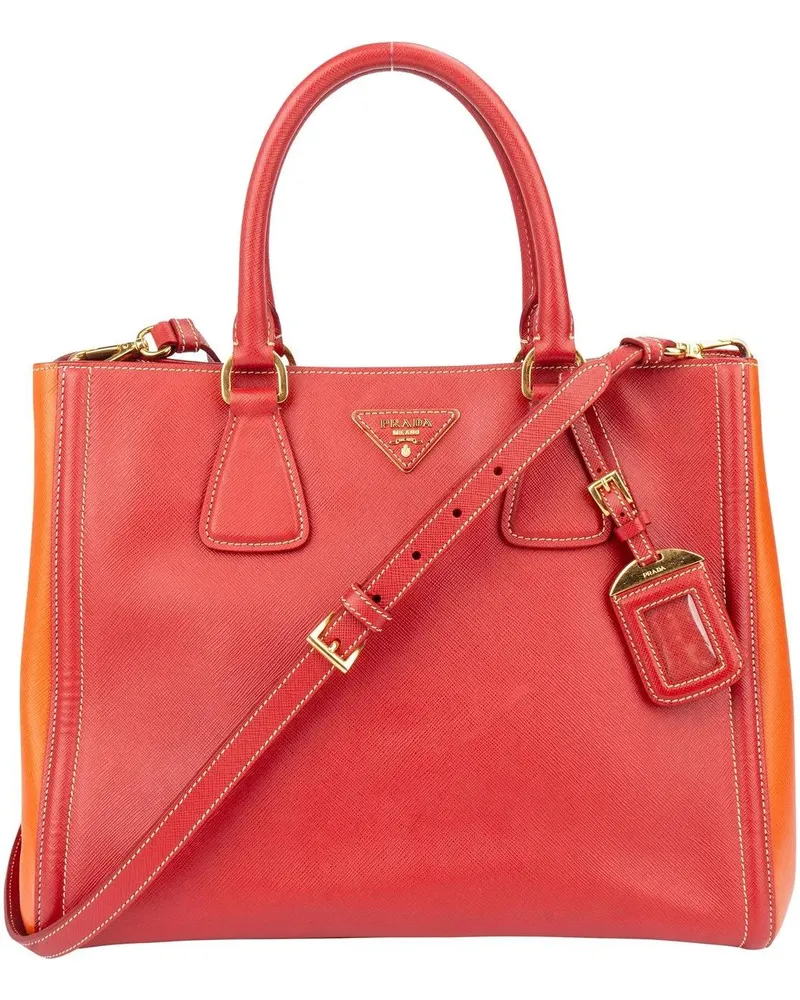 Prada Crossbody Bags  Bicolor Saffiano Leather Galleria Handbag rot Rot
