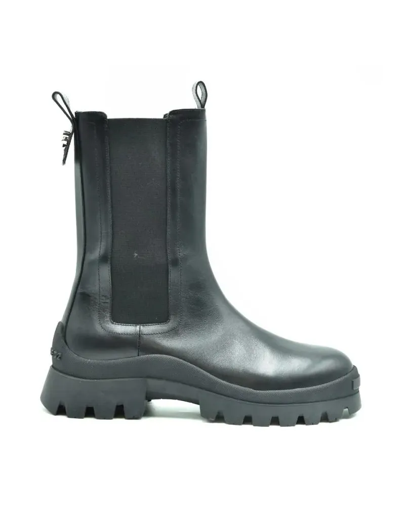Dsquared2 Stiefel Black Leather Ankle Boots grau Grau