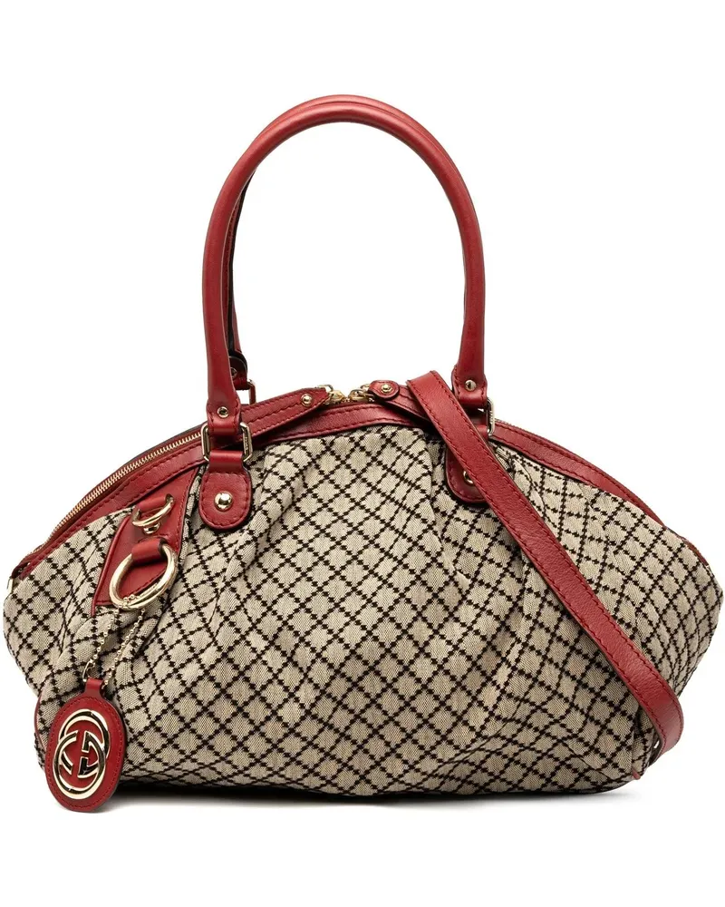 Gucci Hobo Bags Diamante Canvas Sukey Satchel braun Braun