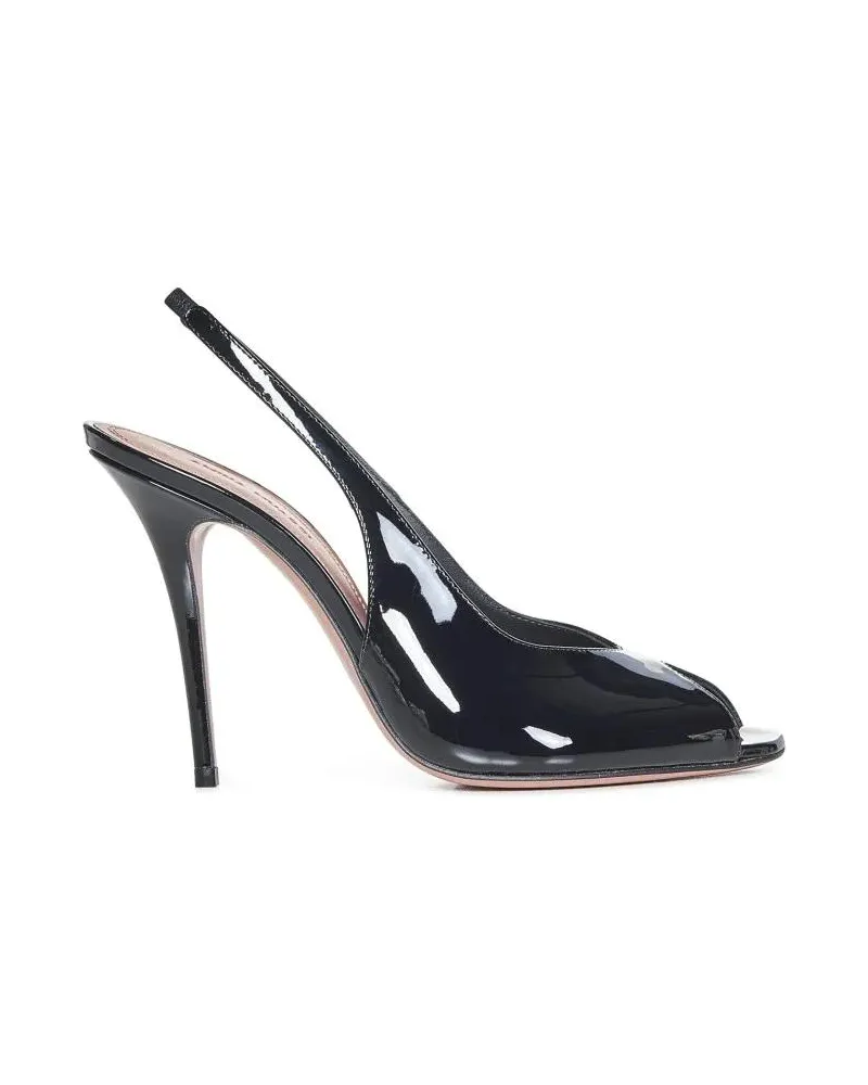 Amina Muaddi Hohe Schuhe Peep Toe Slingback Pumps schwarz Schwarz